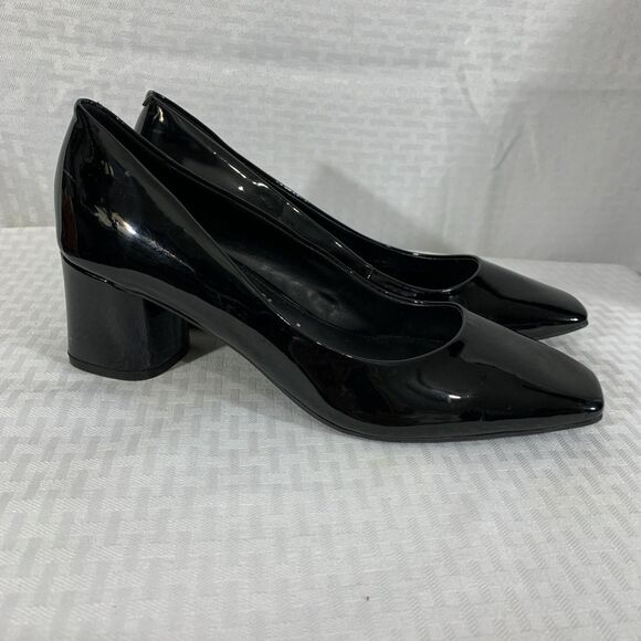 Calvin Klein Calanta Black Patent Pumps Heels Womens 8.5 Block Heel - Picture 3 of 9
